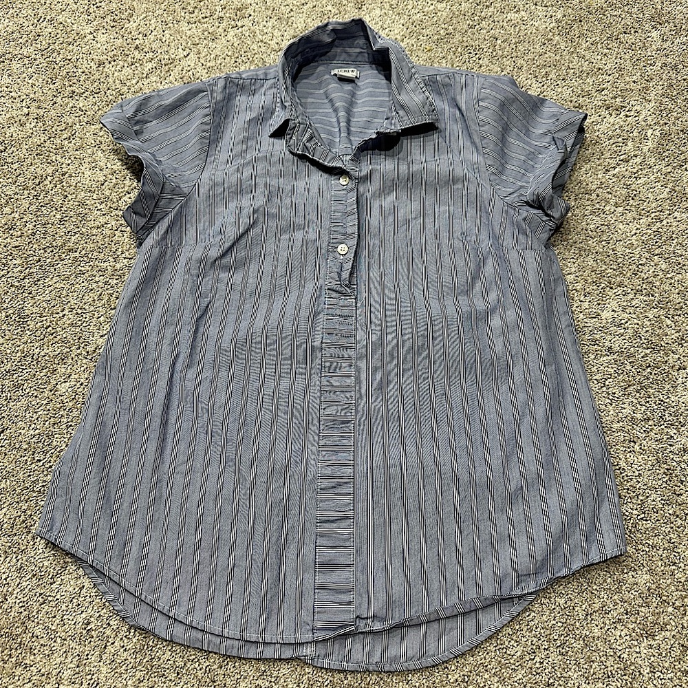 J. Crew blue and white striped shirt